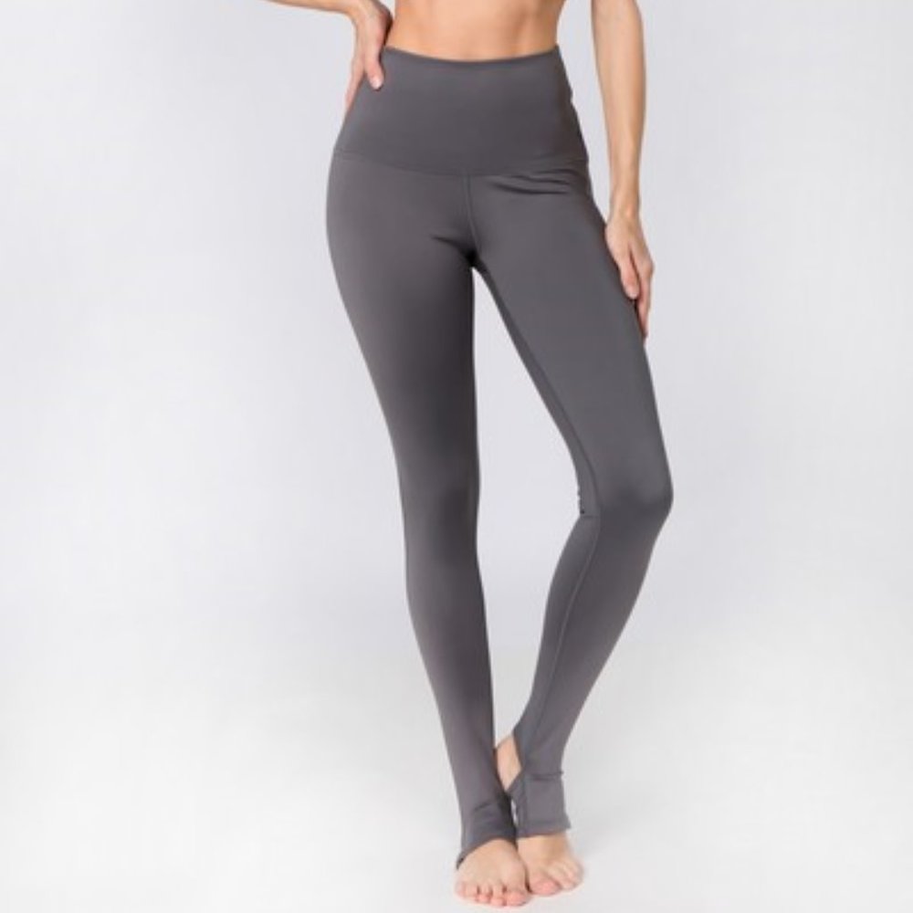 Active High Rise Stirrup Leggings - CHARCOAL